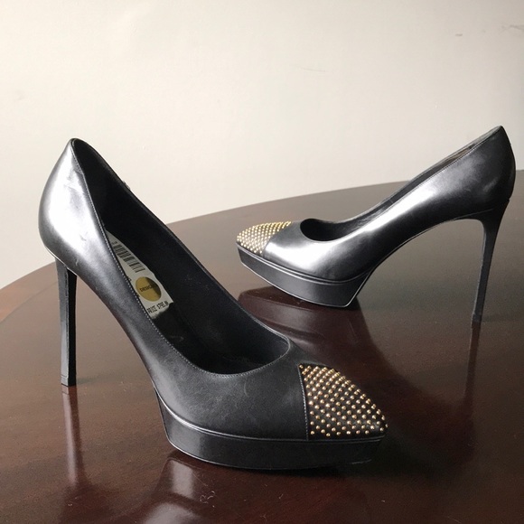 Saint Laurent Paris 10M Studded Pointed Toe Pumps - Picture 4 of 8